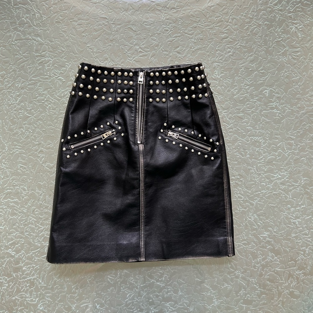 Topshop leather studded mini skirt